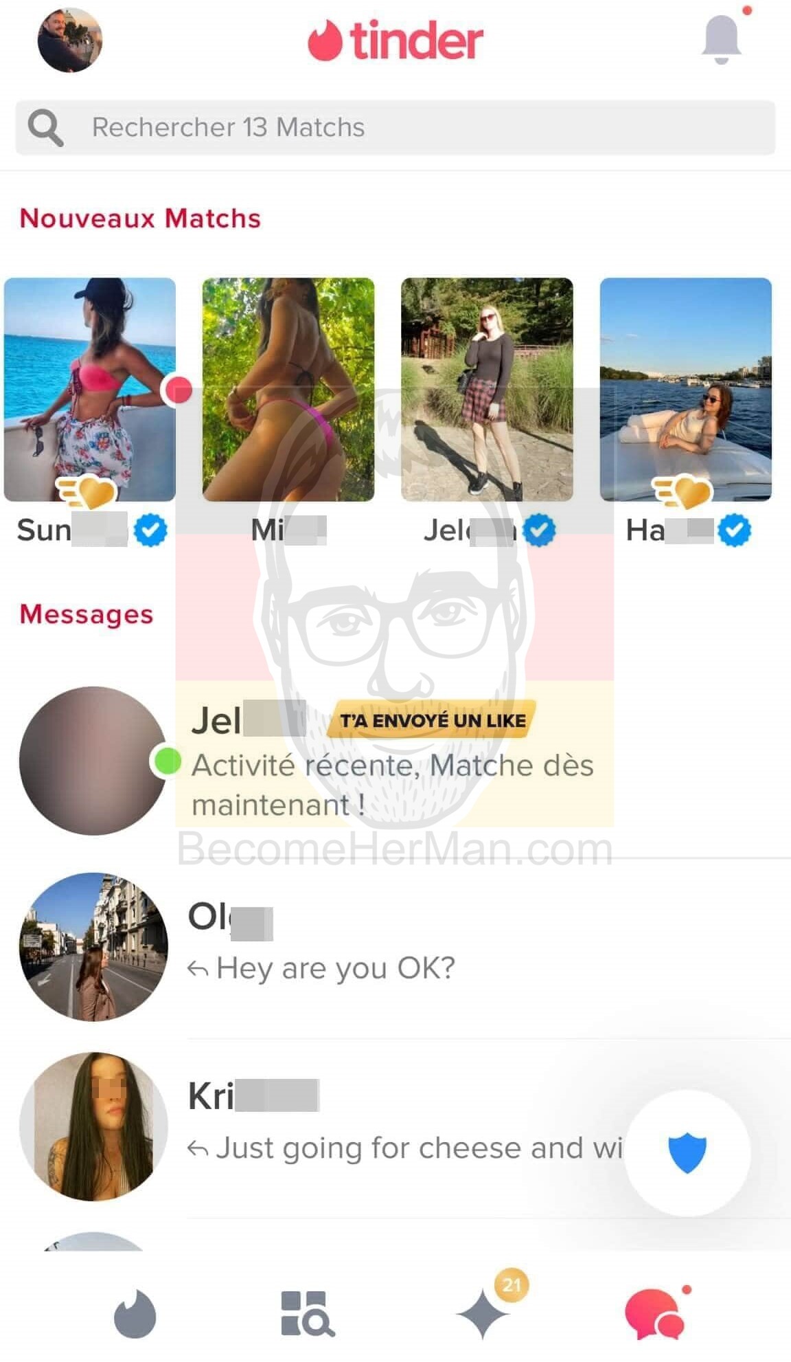 The results of a man after he discovered how to get more matches on Tinder