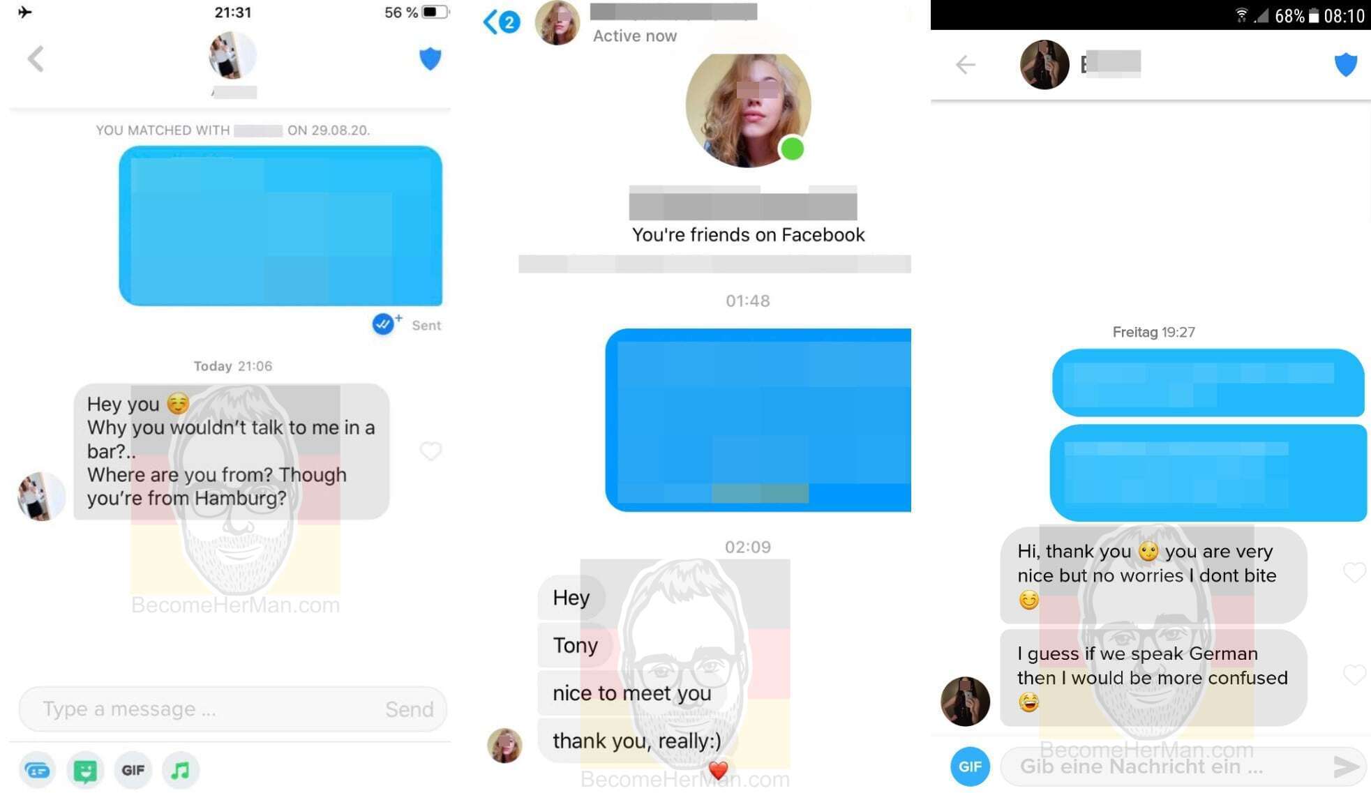 Examples of how to start a conversation on Tinder