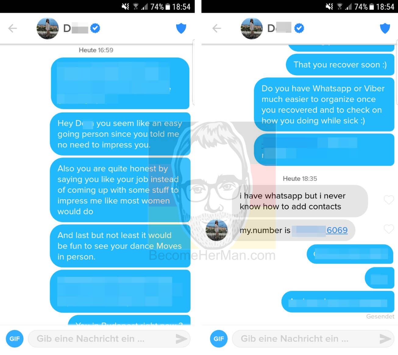 A Tinder message to show you how to ask for a girl's number