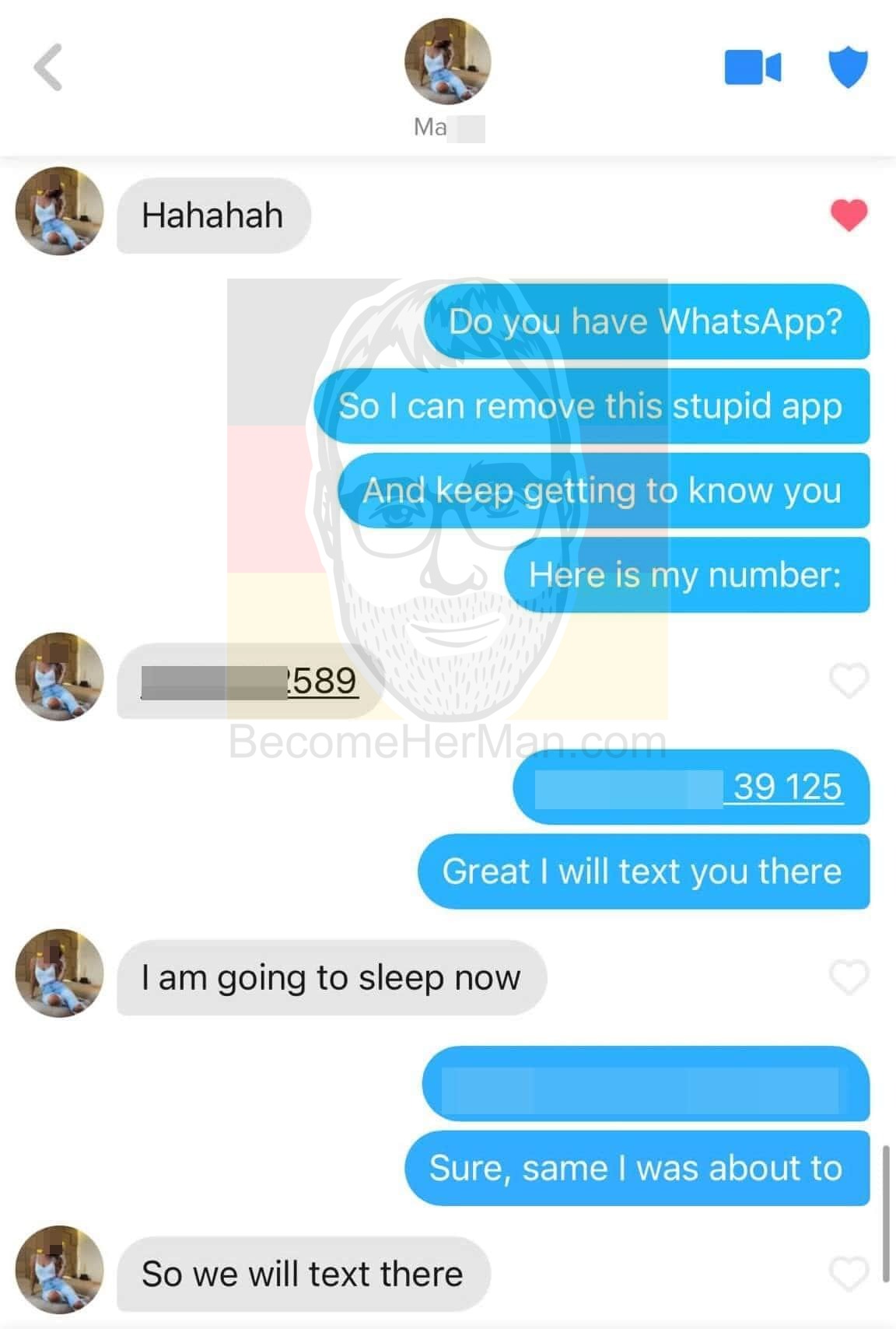 Text message shows how to ask for a girl's number
