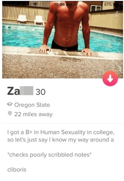 Man is showing off his abs after finding the best Tinder bios for guys
