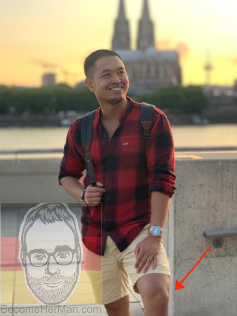 Man showing his biggest mistake while taking Tinder pictures